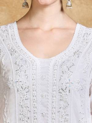 Women Embroidered Regular Sequinned Kurta with Trousers & With Dupatta 4