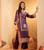 Ethnic Motifs Printed Gotta Patti Chanderi Silk Kurta With Trousers And Dupatta
