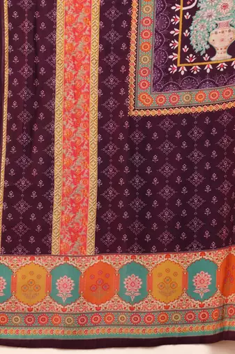 Ethnic Motifs Printed Gotta Patti Chanderi Silk Kurta With Trousers And Dupatta