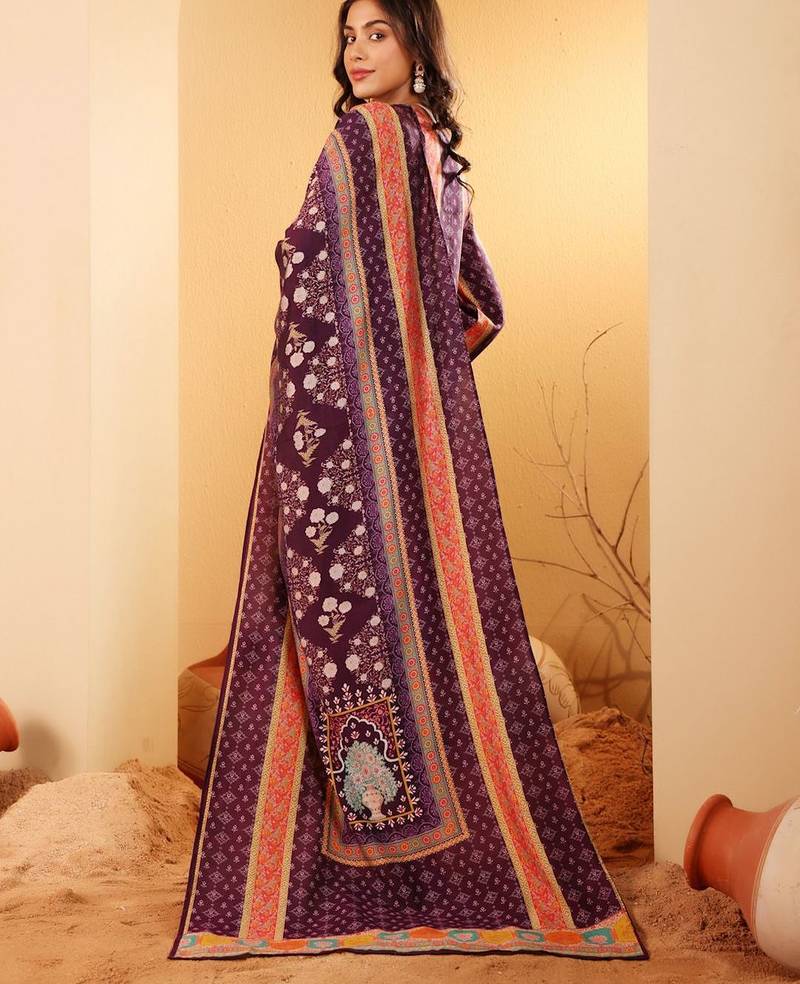 Ethnic Motifs Printed Gotta Patti Chanderi Silk Kurta With Trousers And Dupatta