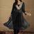Abstract Printed Panelled Square Neck Georgette Straight Kurta With Trousers