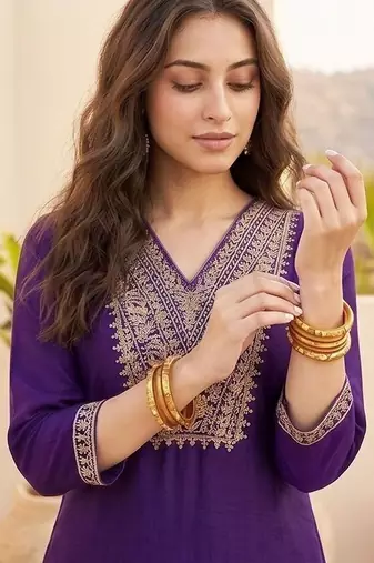 Women Ethnic Motifs Embroidered Regular Thread Work Kurta with Trousers & With Dupatta
