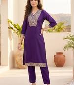 Women Ethnic Motifs Embroidered Regular Thread Work Kurta with Trousers & With Dupatta