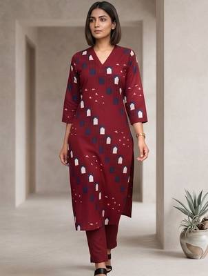 Women Printed Regular Kurta with Trousers 1