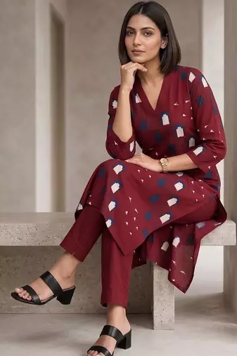 Women Printed Regular Kurta with Trousers