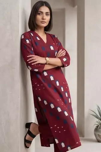 Women Printed Regular Kurta with Trousers