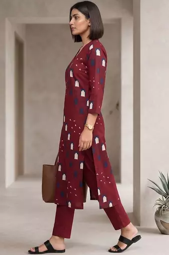 Women Printed Regular Kurta with Trousers