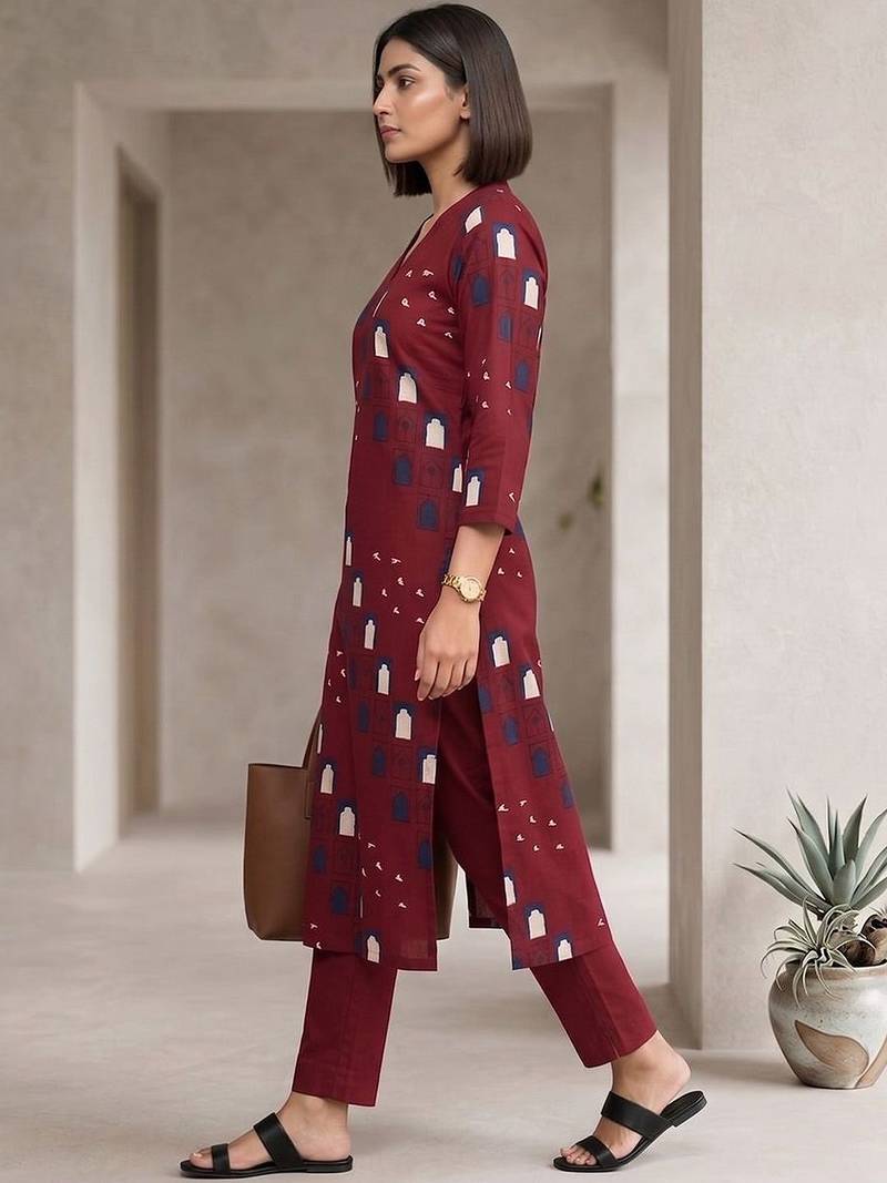 Women Printed Regular Kurta with Trousers