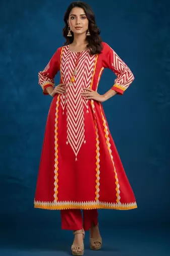 Women Printed Regular Kurta with Trousers