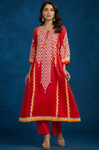 Women Printed Regular Kurta with Trousers