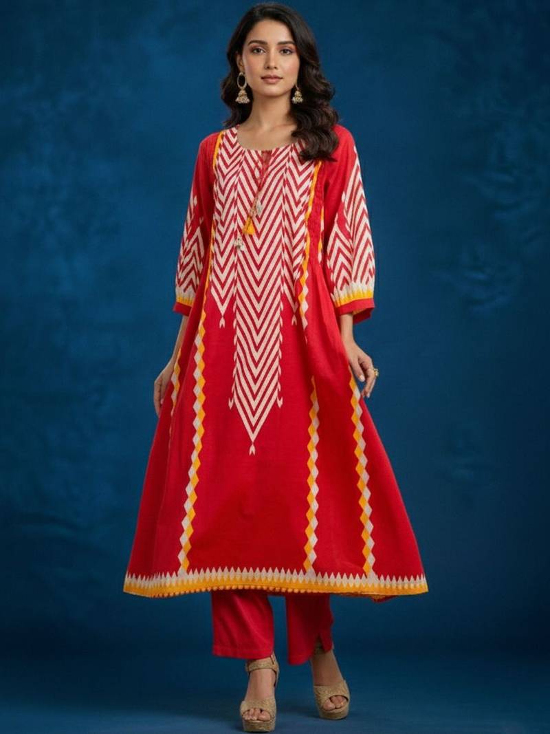 Women Printed Regular Kurta with Trousers