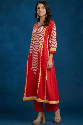 Women Printed Regular Kurta with Trousers