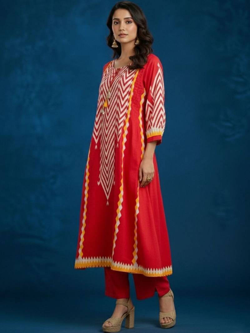 Women Printed Regular Kurta with Trousers