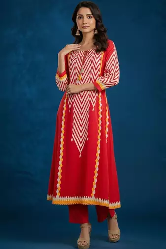 Women Printed Regular Kurta with Trousers