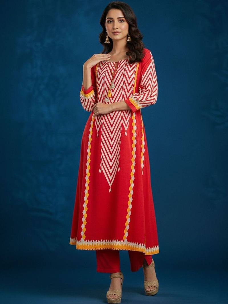 Women Printed Regular Kurta with Trousers