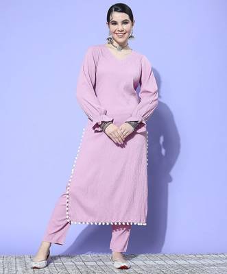 Women Regular Silk Crepe Kurta with Trousers 2