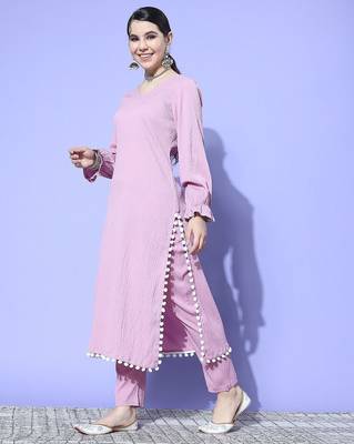 Women Regular Silk Crepe Kurta with Trousers 3