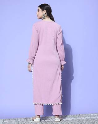 Women Regular Silk Crepe Kurta with Trousers 4