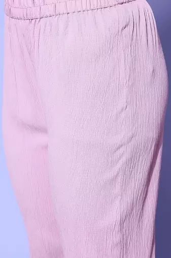 Women Regular Silk Crepe Kurta with Trousers