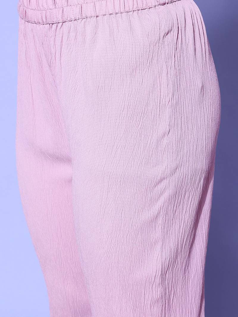 Women Regular Silk Crepe Kurta with Trousers
