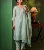 Women Ethnic Motifs Embroidered Regular Kurta with Trousers & With Dupatta