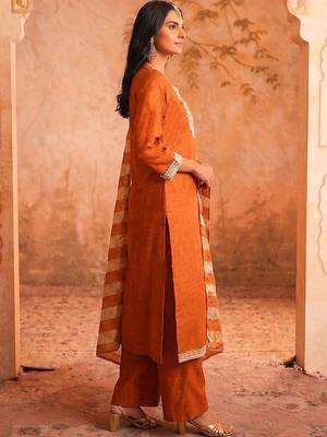 Women Ethnic Motifs Embroidered Regular Thread Work Kurta with Palazzos & With Dupatta 2