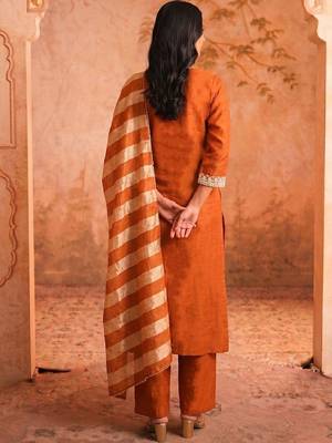 Women Ethnic Motifs Embroidered Regular Thread Work Kurta with Palazzos & With Dupatta 3