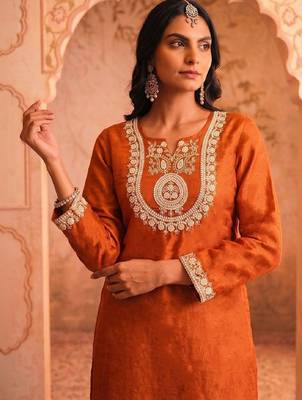 Women Ethnic Motifs Embroidered Regular Thread Work Kurta with Palazzos & With Dupatta 4