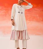 Mul Cotton Thread Embroidered Kurta With Trouser