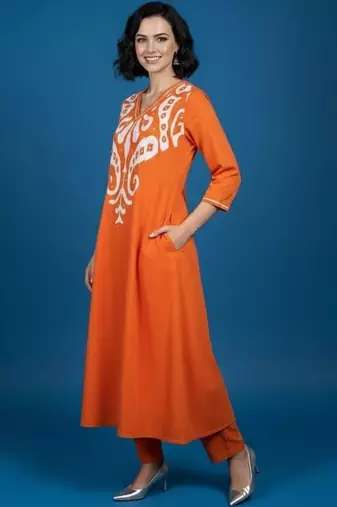 Women Embroidered Regular Kurta with Trousers