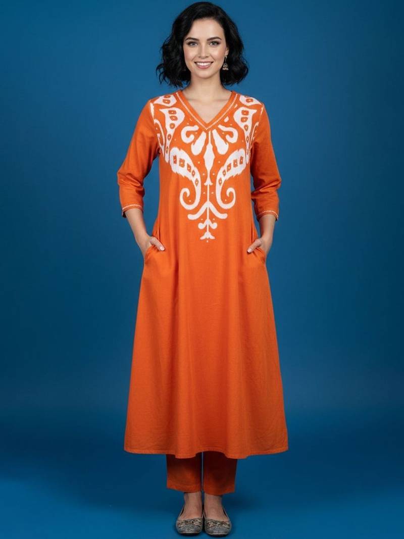 Women Embroidered Regular Kurta with Trousers