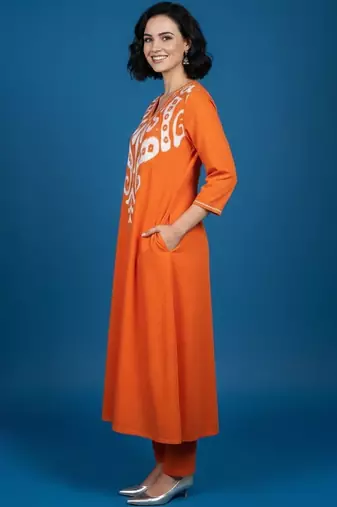 Women Embroidered Regular Kurta with Trousers