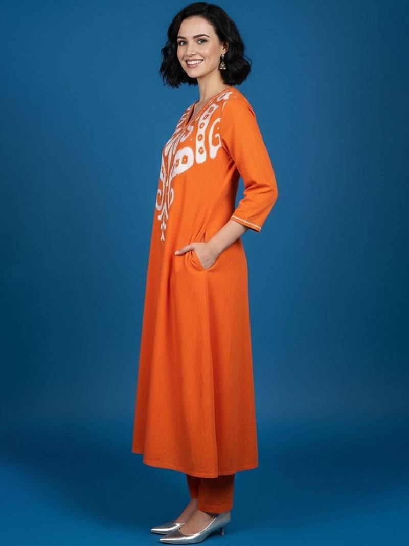 Women Embroidered Regular Kurta with Trousers