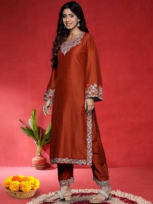 Women Embroidered Kurta with Trousers & Dupatta 4
