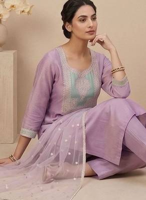 Women Ethnic Motifs Embroidered Regular Thread Work Kurta with Trousers & With Dupatta 3