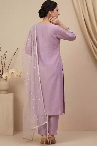 Women Ethnic Motifs Embroidered Regular Thread Work Kurta with Trousers & With Dupatta