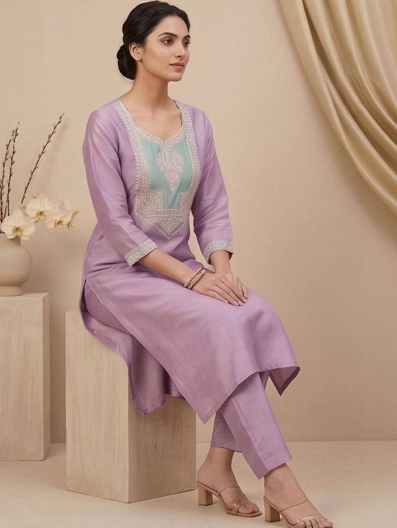Women Ethnic Motifs Embroidered Regular Thread Work Kurta with Trousers & With Dupatta