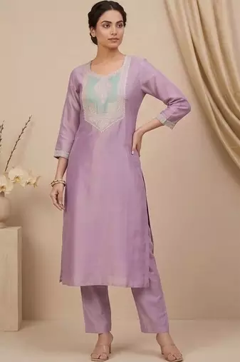Women Ethnic Motifs Embroidered Regular Thread Work Kurta with Trousers & With Dupatta