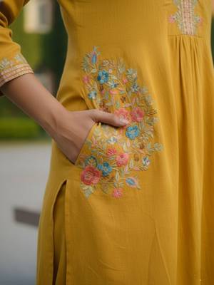 Women Ethnic Motifs Embroidered Regular Thread Work Kurta with Trousers 5