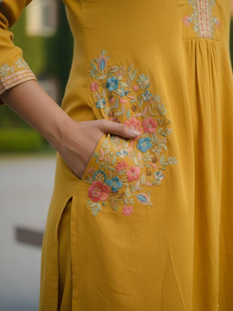 Women Ethnic Motifs Embroidered Regular Thread Work Kurta with Trousers
