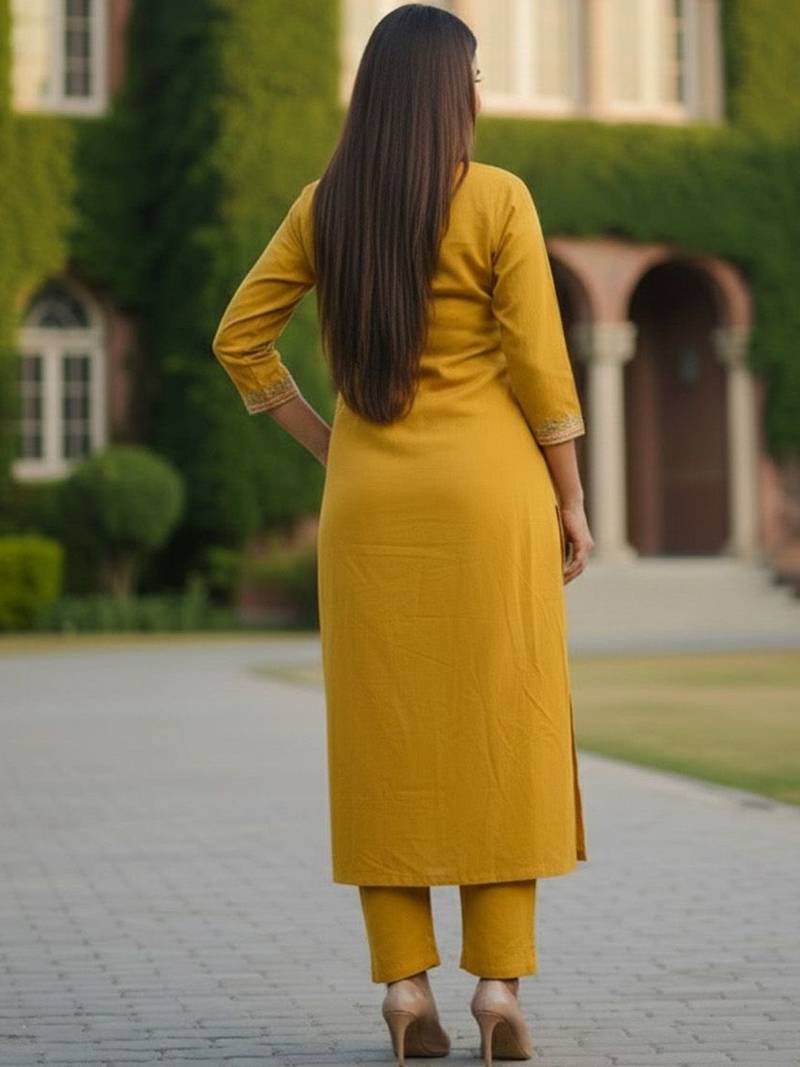 Women Ethnic Motifs Embroidered Regular Thread Work Kurta with Trousers
