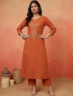 Women Regular Mirror Work Kurta with Trousers 1
