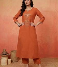 Women Regular Mirror Work Kurta with Trousers