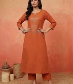 Women Regular Mirror Work Kurta with Trousers
