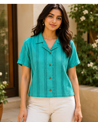 Women Textured Casual Shirt Top 1