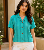 Women Textured Casual Shirt Top
