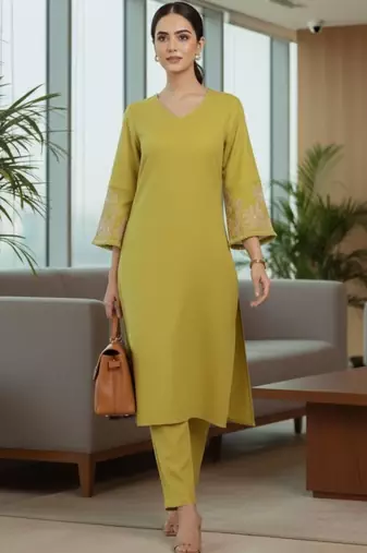 Women Ethnic Motifs Embroidered Regular Thread Work Kurta with Trousers