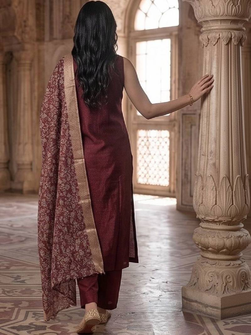 Women Ethnic Motifs Regular Kurta with Trousers & With Dupatta