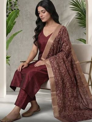 Women Ethnic Motifs Regular Kurta with Trousers & With Dupatta 7