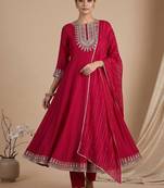 Women Ethnic Motifs Embroidered Empire Thread Work Kurta with Trousers & With Dupatta